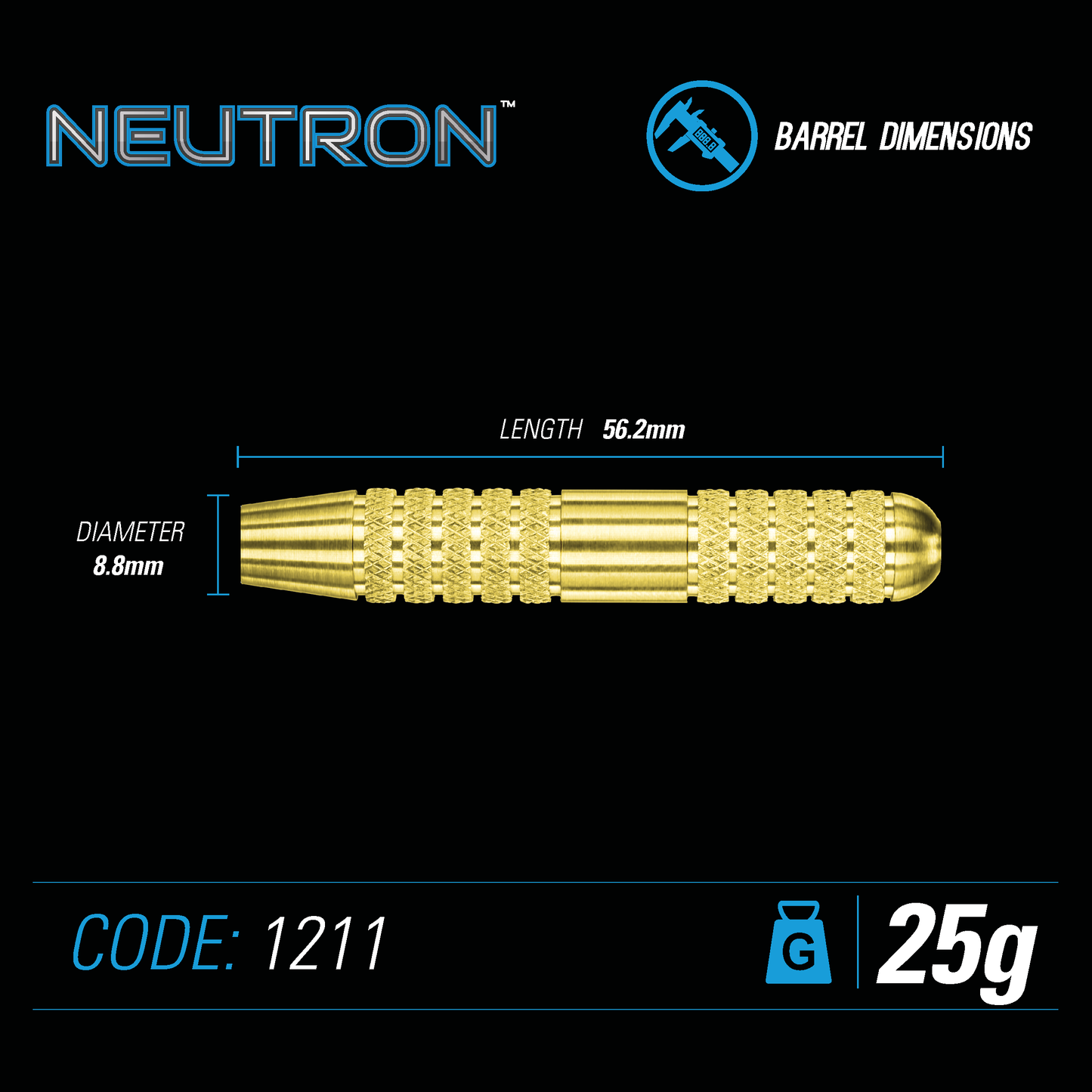 Winmau Steel-Dart Neutron Brass in 21g, 22g, 23g, 24g, 25g