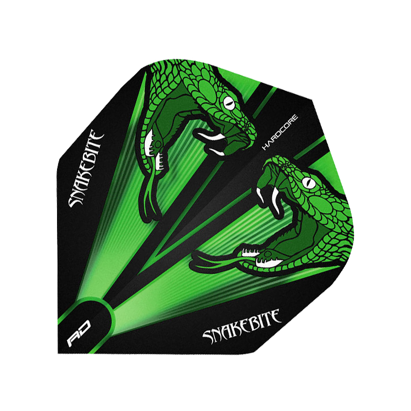 Reddragon Flight Hardcore Peter Wright Snakebite Green Transparent (Set = 3 Stück, 100 Micron)