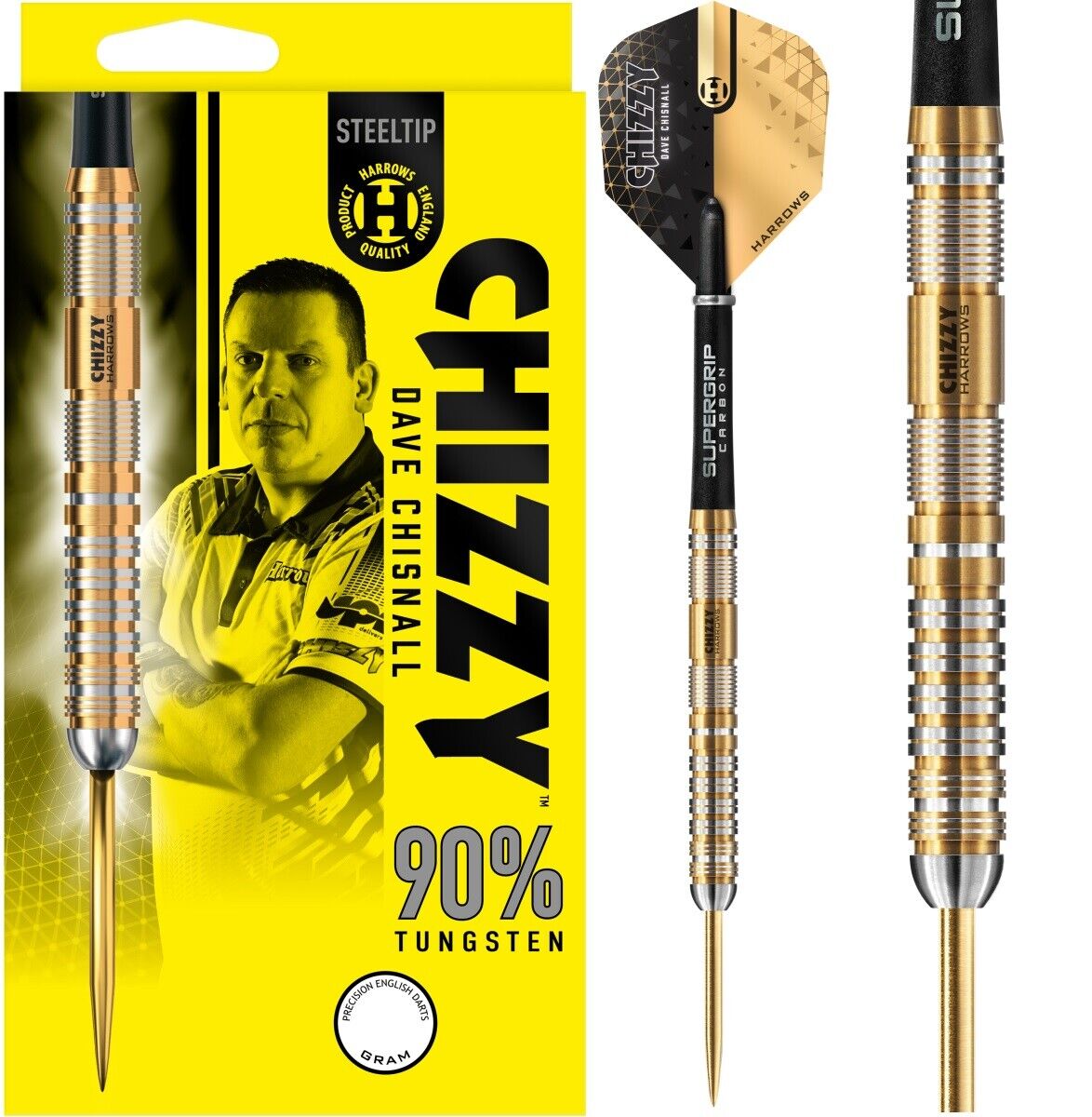 Harrows Dave Chisnall Chizzy Gold Steeldarts 21g, 22g, 23g, 24g, 25g
