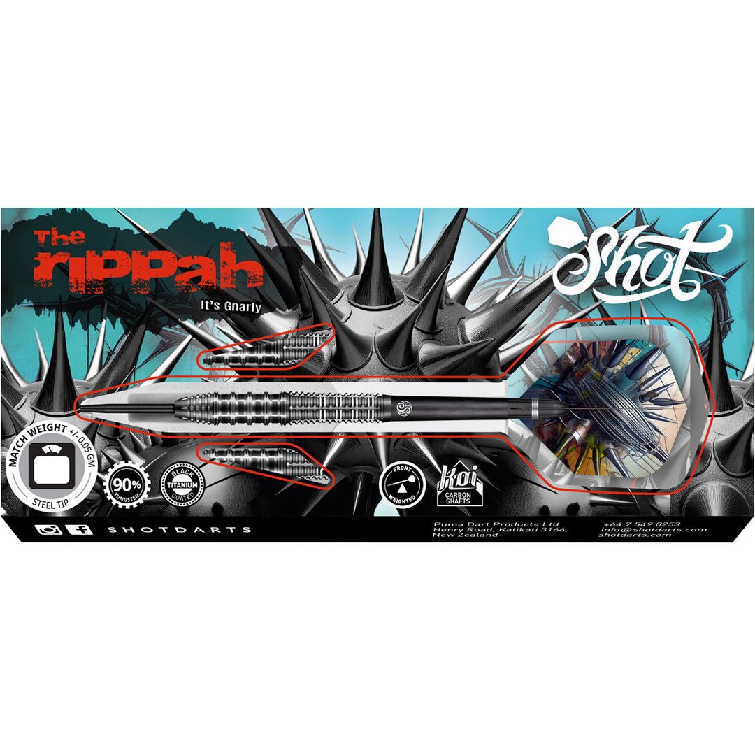 Shot Steel-Dart Gnarly Rippah 90%Tungsten in 22g, 23g, 24g, 26g