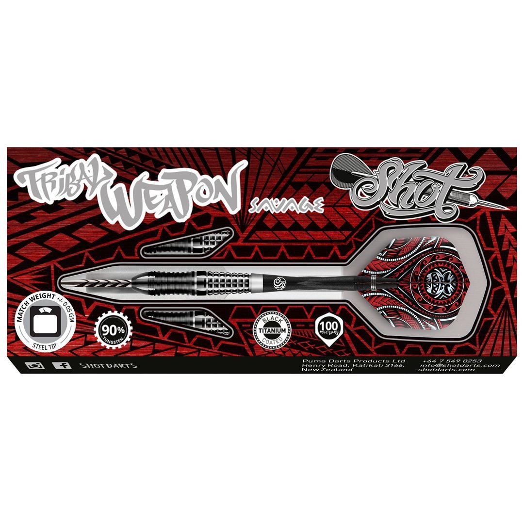 Shot Steel-Dart Tribal Weapon Savage 90% Tungsten in 22g, 23g, 24g, 25g, 26g