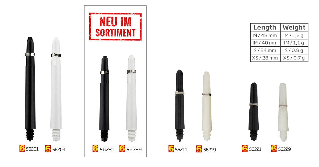 BullsDE 6-Pack Nylon Shaft Short 18 Stück weiß