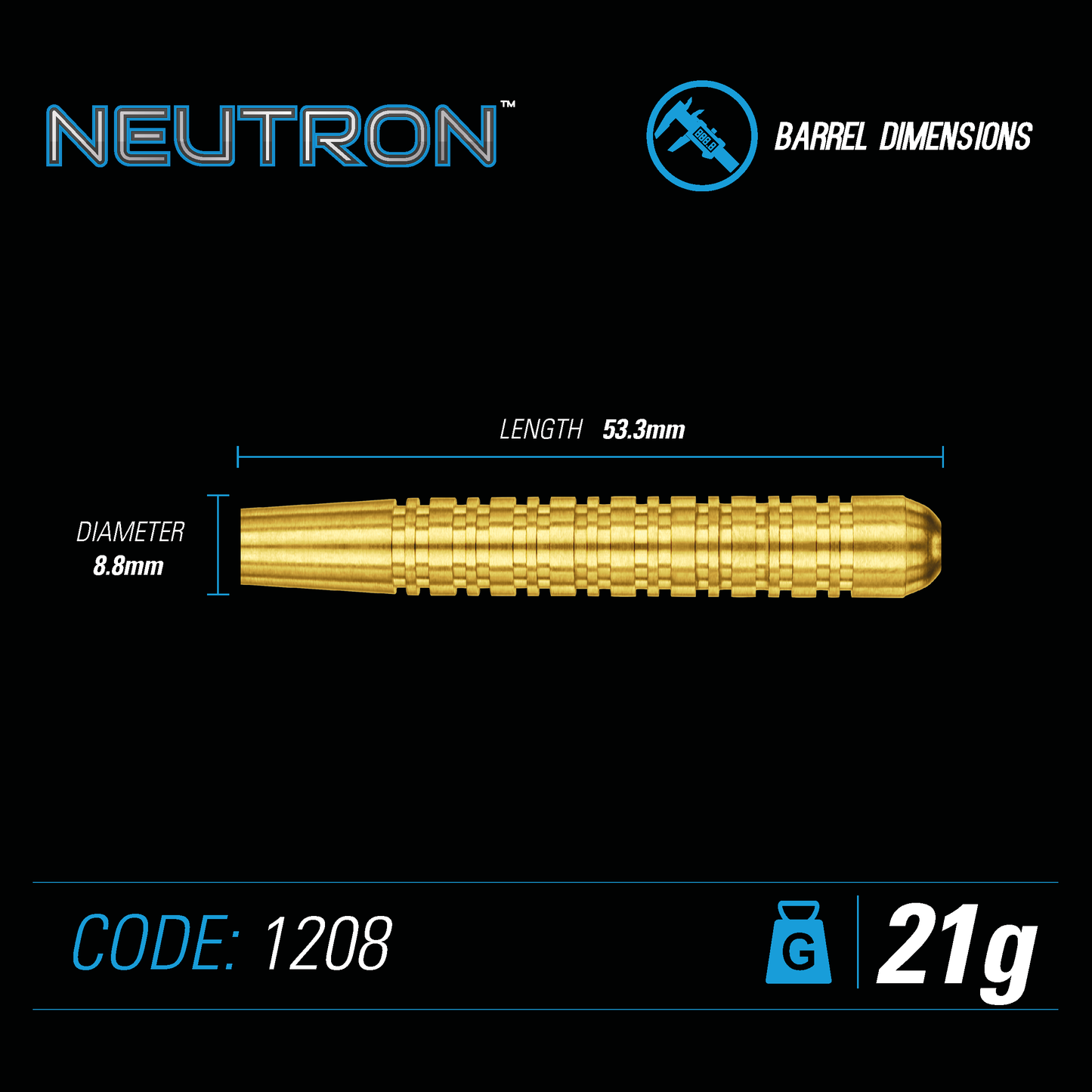 Winmau Steel-Dart Neutron Brass in 21g, 22g, 23g, 24g, 25g