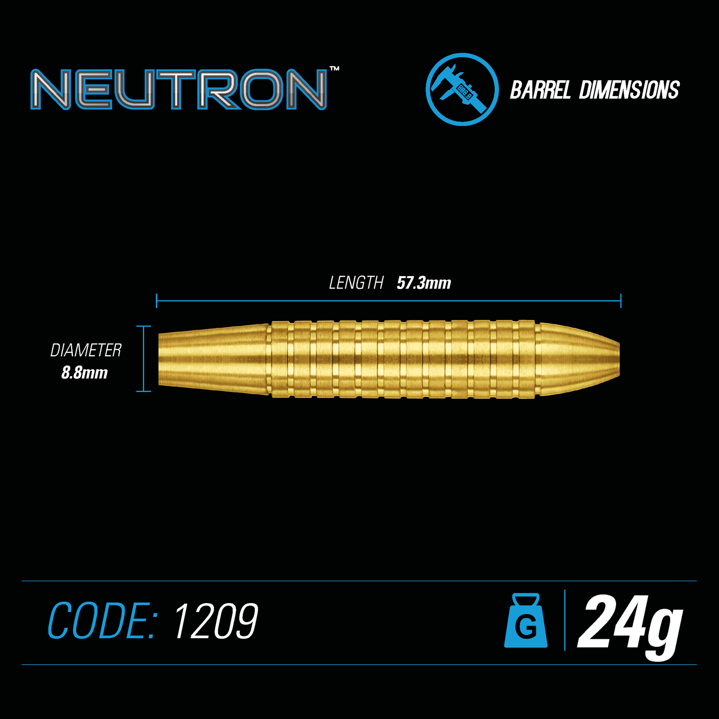 Winmau Steel-Dart Neutron Brass in 21g, 22g, 23g, 24g, 25g