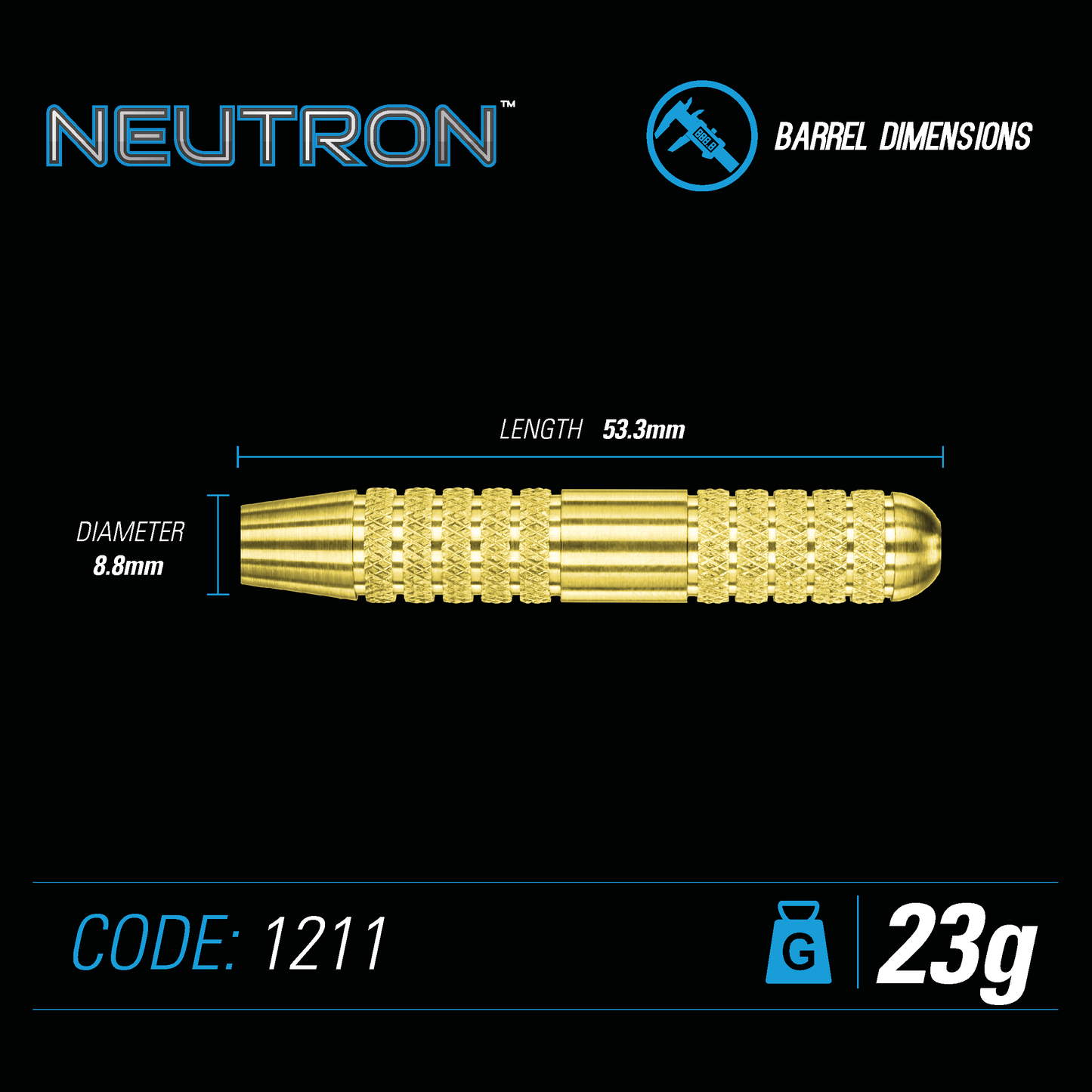 Winmau Steel-Dart Neutron Brass in 21g, 22g, 23g, 24g, 25g