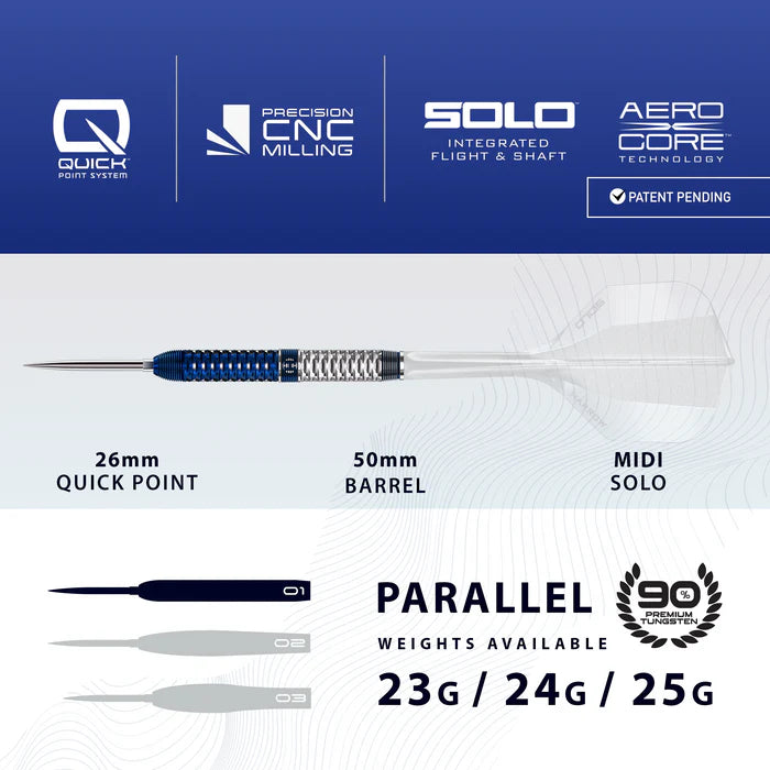HARROWS Steel-Dart Geo Parallel 90% Tungsten in 23g, 24g, 25g