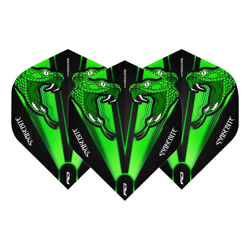 Reddragon Flight Hardcore Peter Wright Snakebite Green Transparent (Set = 3 Stück, 100 Micron)