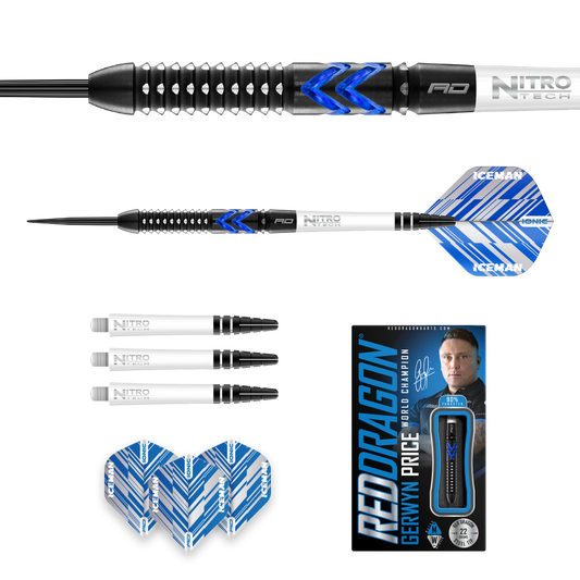 Reddragon Steel-Dart Gerwyn Price Blue Ice SE 90% Tungsten in 22g, 24g, 26g