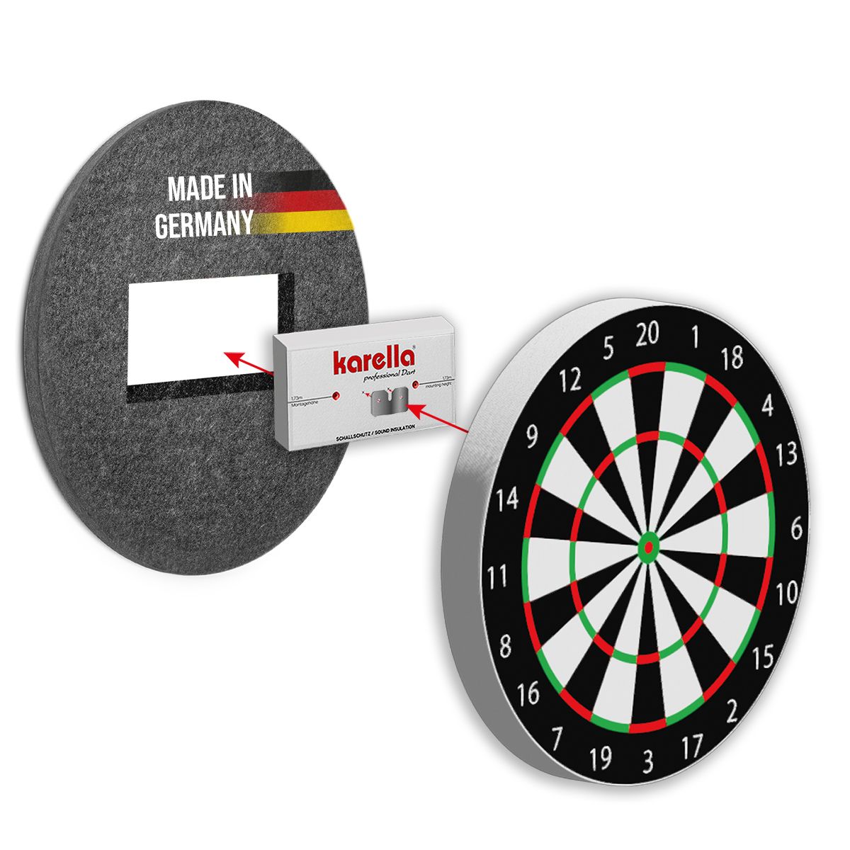 Karella Schallschutz Compact Ø45 cm (Silencer) für Steel-Dart Boards (Dart-Board Zubehör)