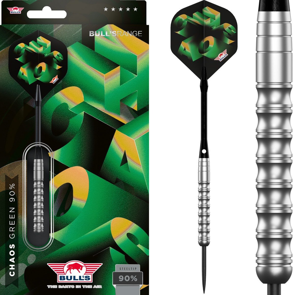 BullsNL Steel-Dart Chaos 90% Tungsten Green 20g, 22g, 24g