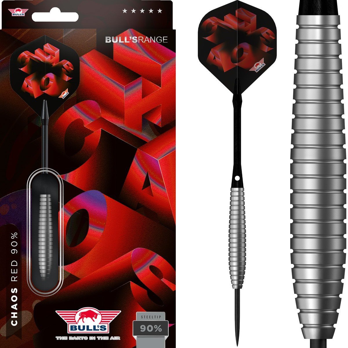 BullsNL Steel-Dart Chaos 90% Tungsten Red 22g, 24g, 26g