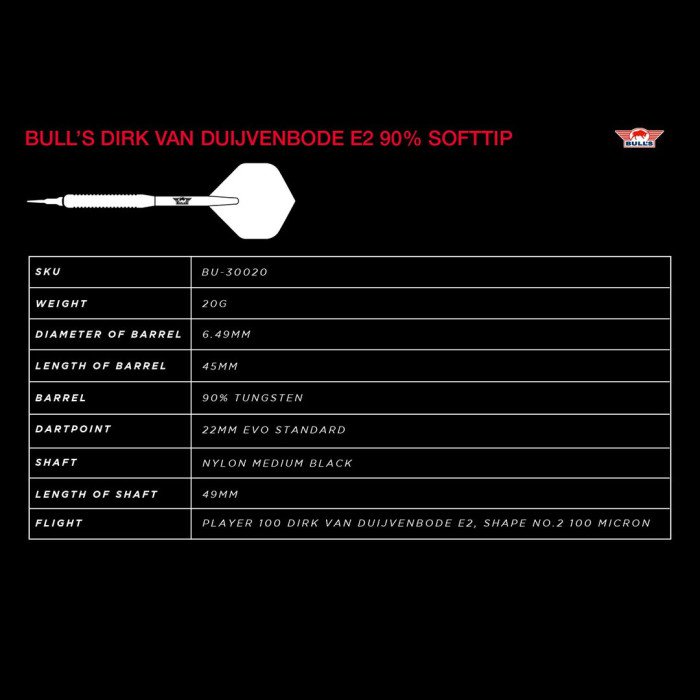 BullsNL Soft-Dart Dirk van Duijvenbode E2 90% Tungsten in 20g