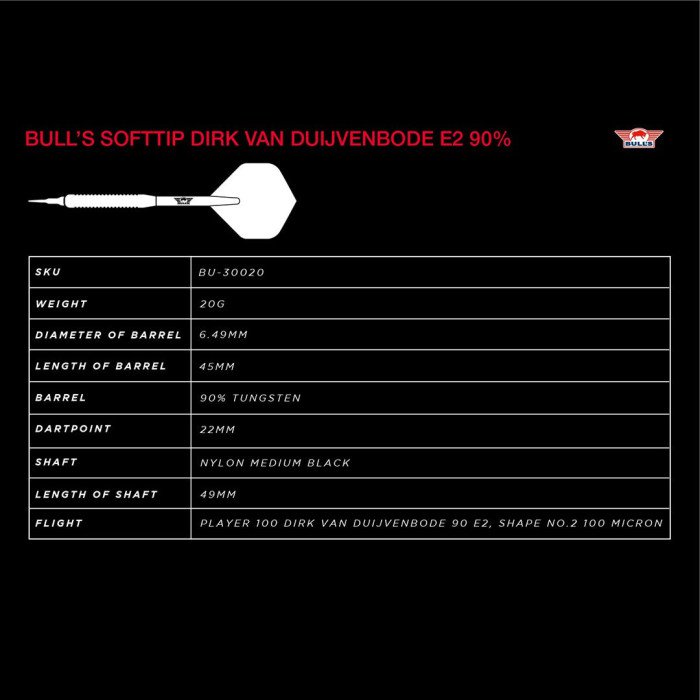 BullsNL Soft-Dart Dirk van Duijvenbode E2 90% Tungsten in 20g