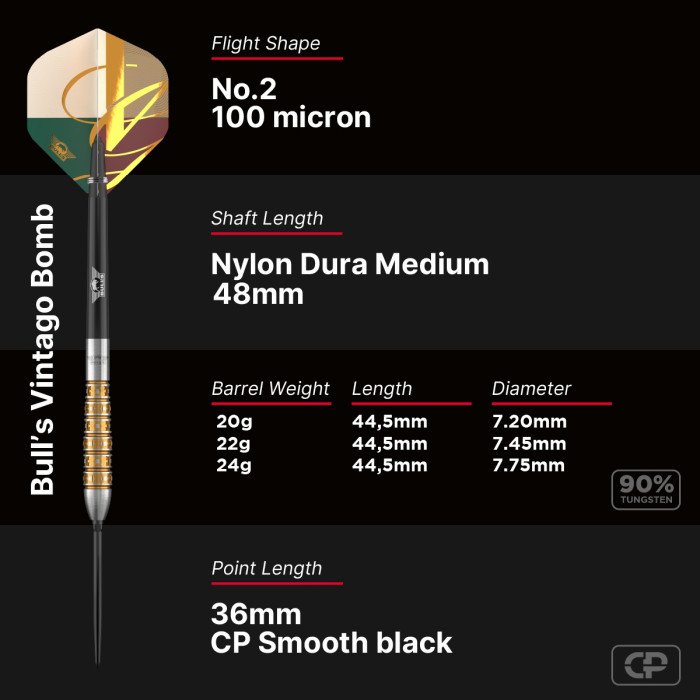 BullsNL Vintago 90% Bomb CP Steel-Dart in 20g, 22g, 24g