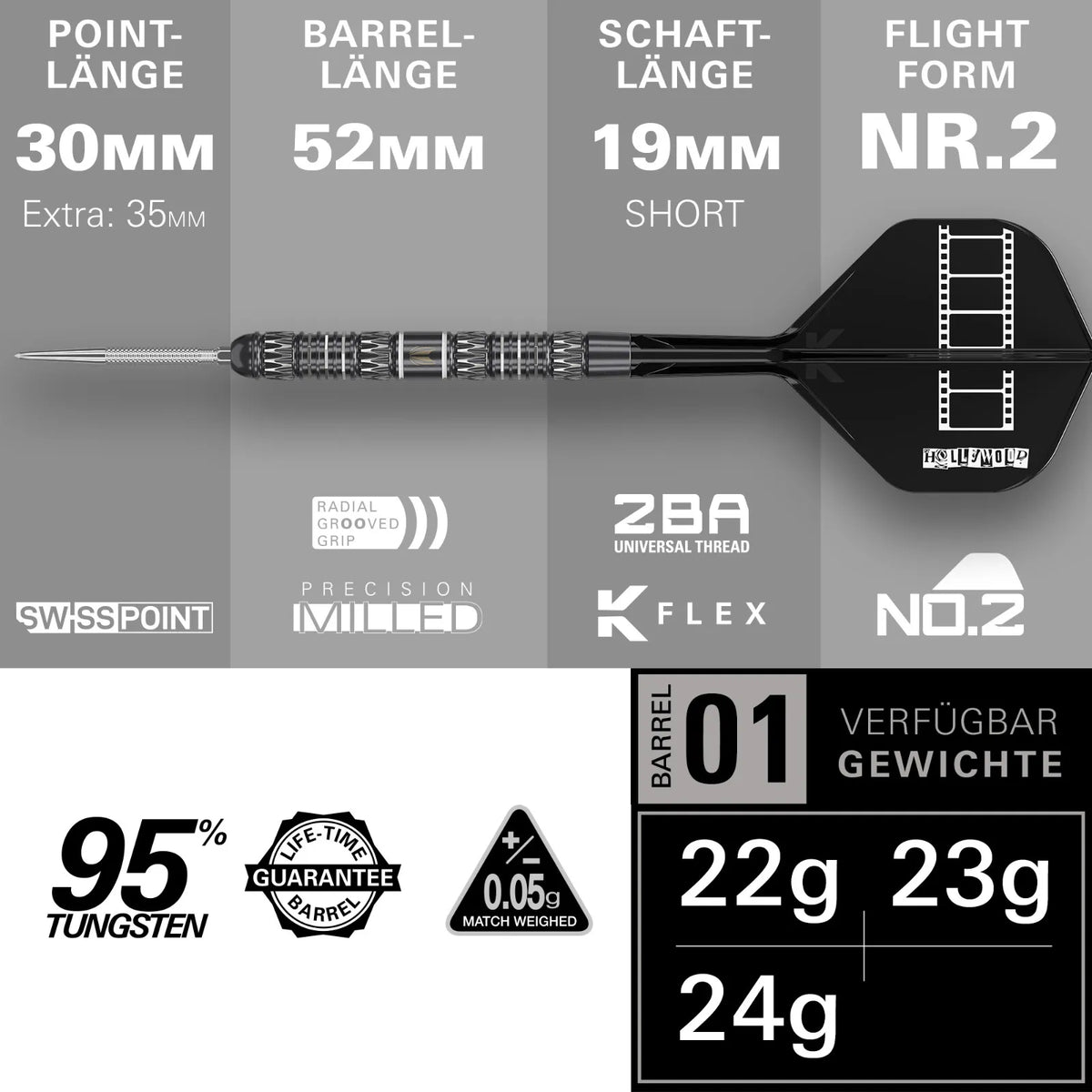 Target Steel-Dart Chris Dobey 95K (95% Tungsten) in 22g, 23g, 24g