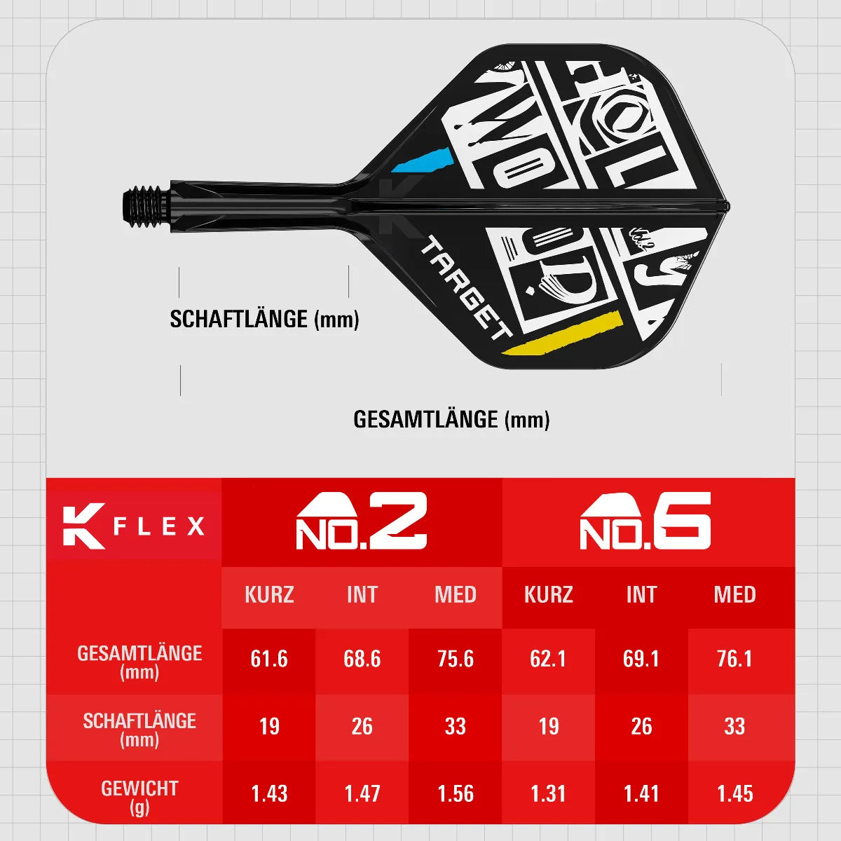 Target K-Flex Flight/Shaft-System Chris Dobey No2 Short, Intermediate, Medium