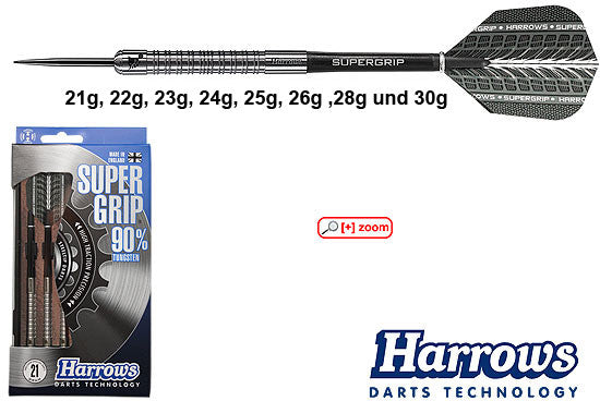 HARROWS Steel-Dart Super Grip 90% Tungsten in 21g, 22g, 23g, 24g, 25g, 26g, 28g, 30g