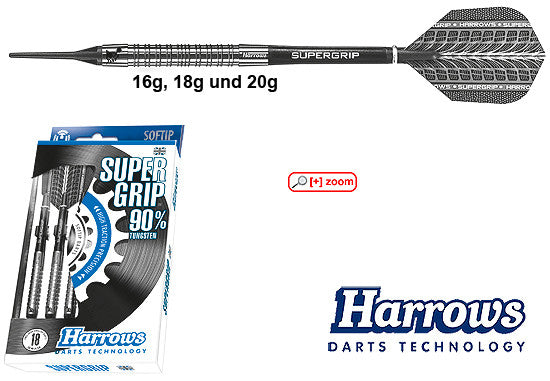 HARROWS Soft-Dart Super Grip 90% Tungsten in 16g, 18g, 20g