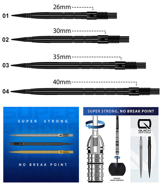HARROWS Spitzen/Points Micro Grip Quick Point Black in 26mm, 30mm, 35mm, 40mm