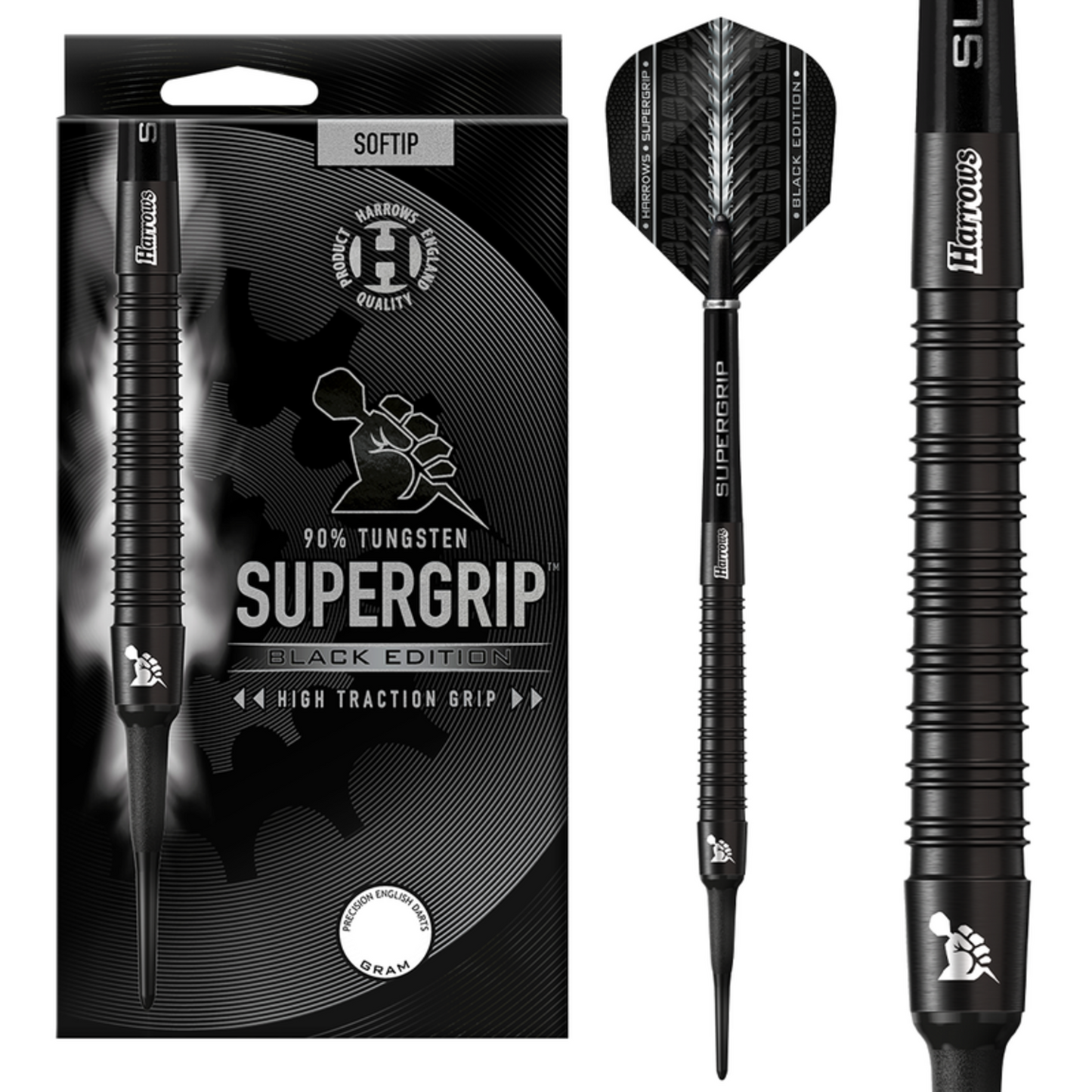 HARROWS Supergrip Black Edition 90% Softdarts 18g
