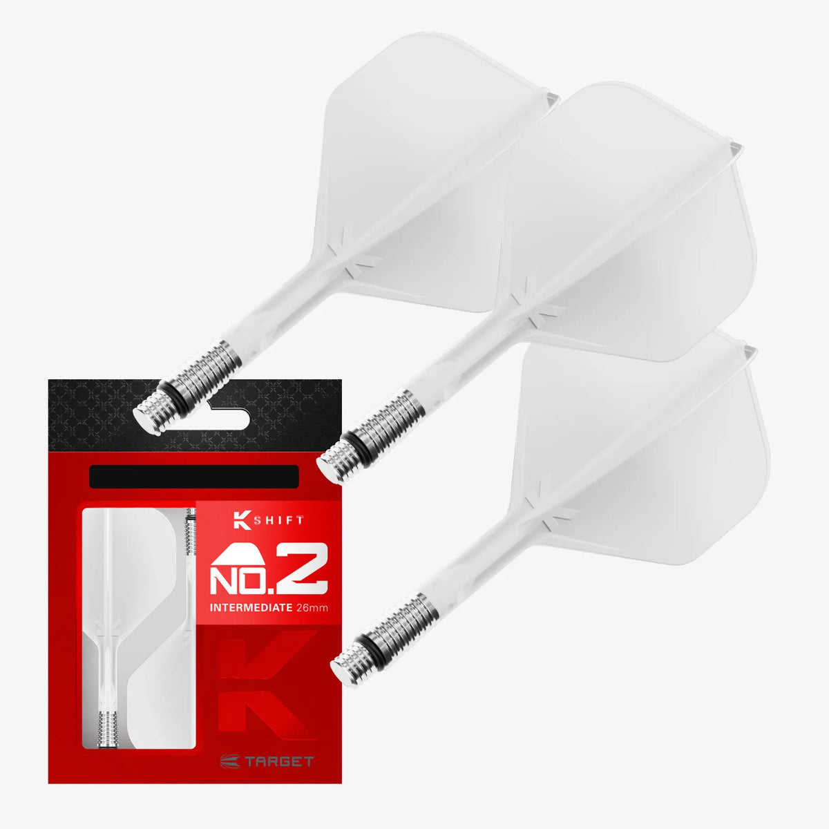 Target Flight/Shaft-System K-Shift White Standard/No2 in Short - 19mm, Intermediate - 26mm, Medium - 33mm (Set = 3 Stück)