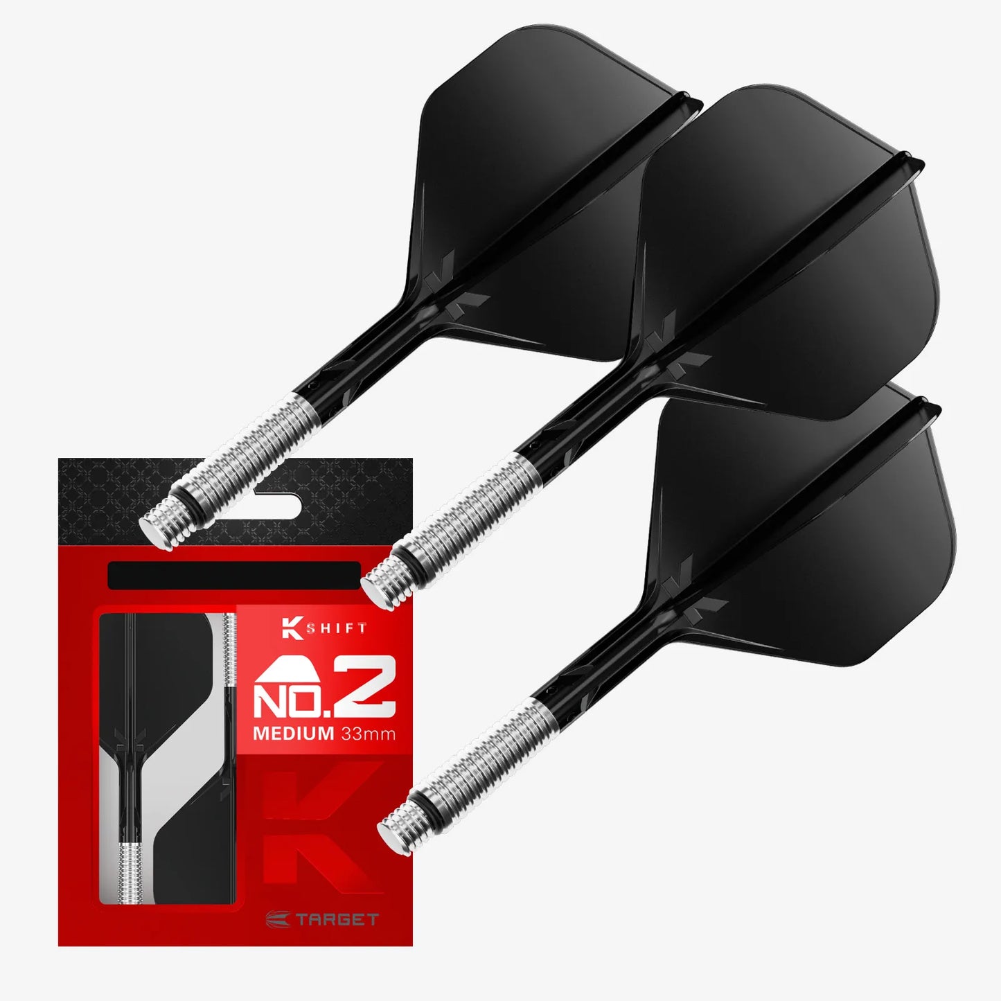 Target Flight/Shaft-System K-Shift Black Standard/No2 in Short - 19mm, Intermediate - 26mm, Medium - 33mm (Set = 3 Stück)
