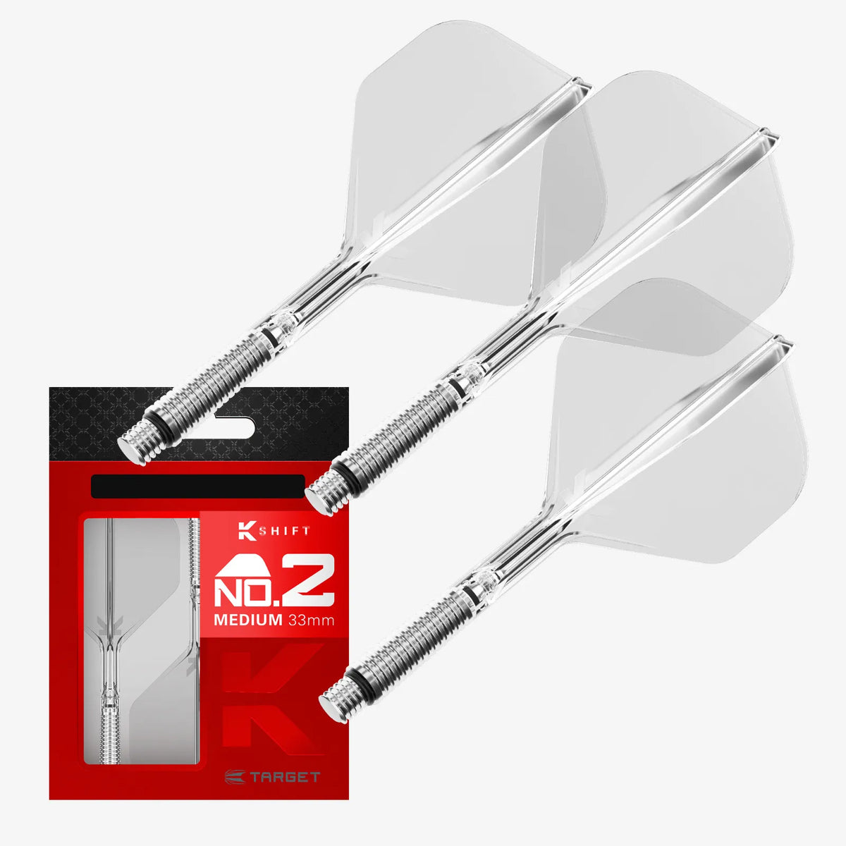 Target Flight/Shaft-System K-Shift Clear Standard/No2 in Short - 19mm, Intermediate - 26mm, Medium - 33mm (Set = 3 Stück)