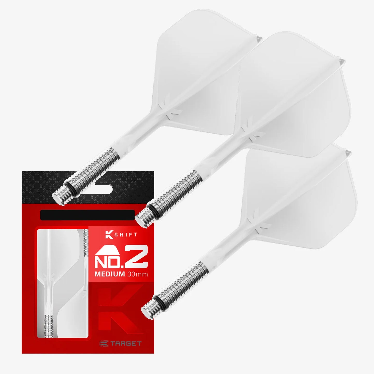 Target Flight/Shaft-System K-Shift White Standard/No2 in Short - 19mm, Intermediate - 26mm, Medium - 33mm (Set = 3 Stück)
