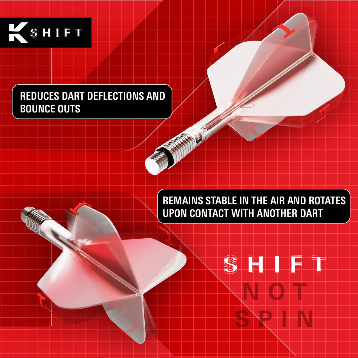 Target Flight/Shaft-System K-Shift Clear Standard/No2 in Short - 19mm, Intermediate - 26mm, Medium - 33mm (Set = 3 Stück)