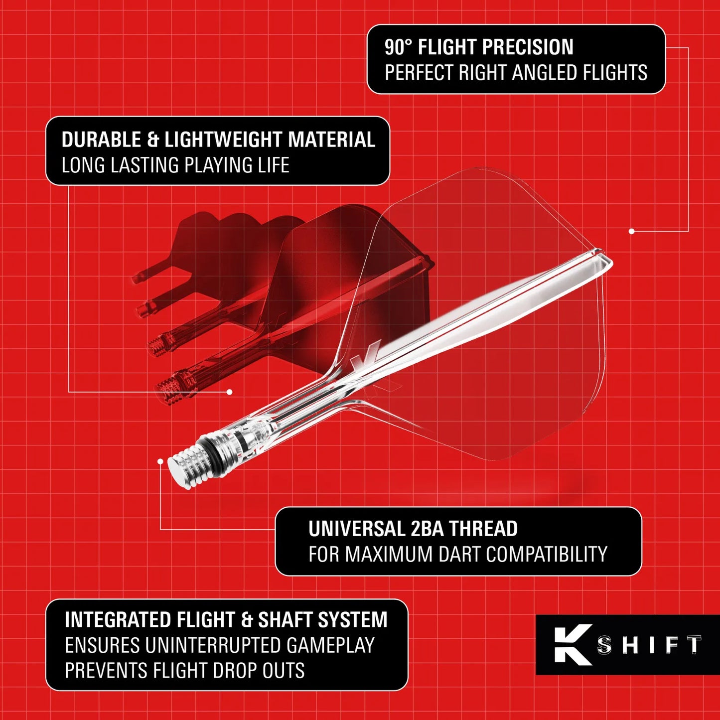 Target Flight/Shaft-System K-Shift Clear Standard/No2 in Short - 19mm, Intermediate - 26mm, Medium - 33mm (Set = 3 Stück)