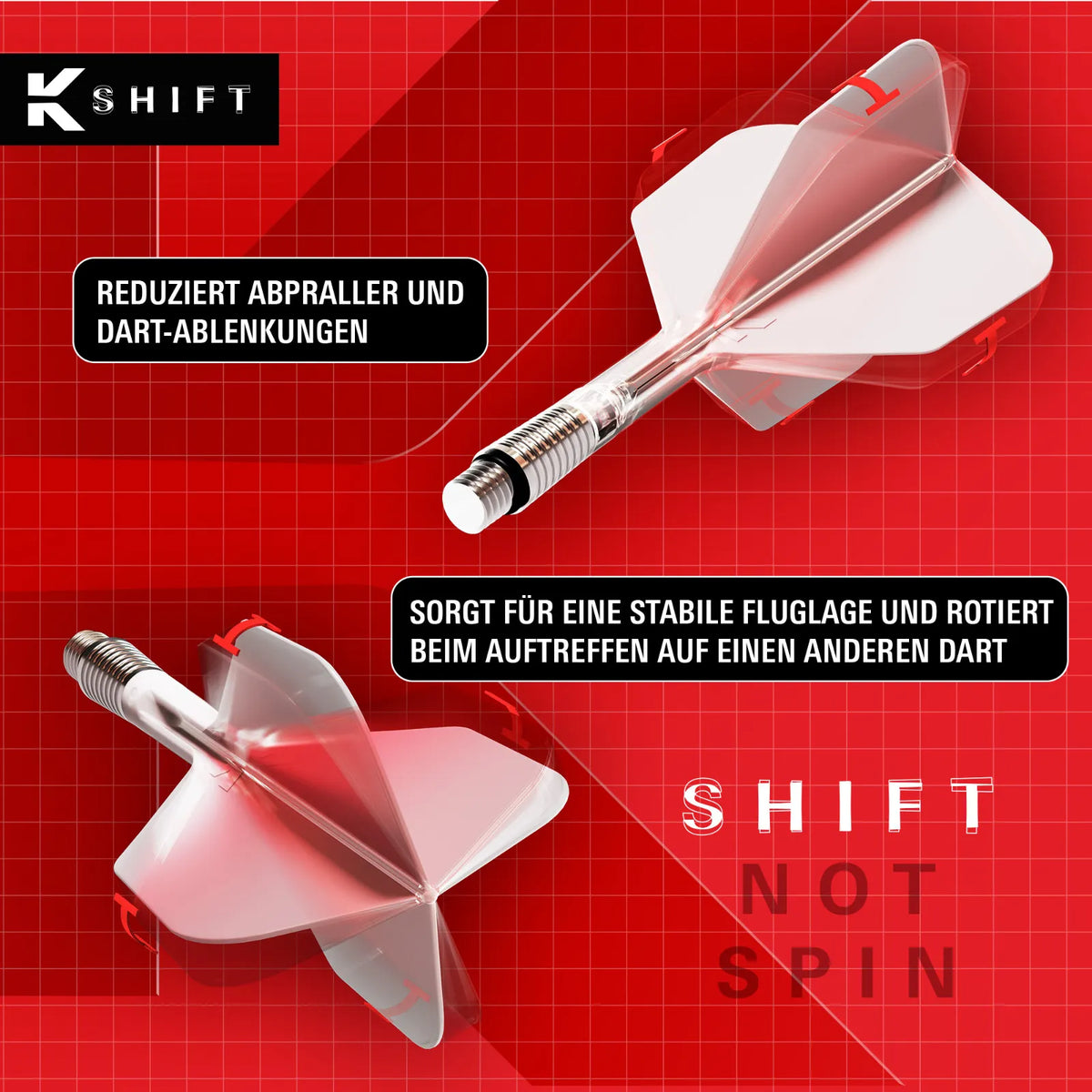 Target Flight/Shaft-System K-Shift White Standard/No2 in Short - 19mm, Intermediate - 26mm, Medium - 33mm (Set = 3 Stück)