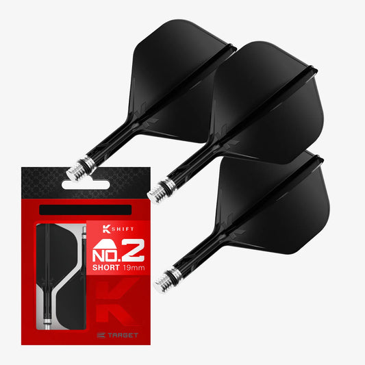Target Flight/Shaft-System K-Shift Black Standard/No2 in Short - 19mm, Intermediate - 26mm, Medium - 33mm (Set = 3 Stück)