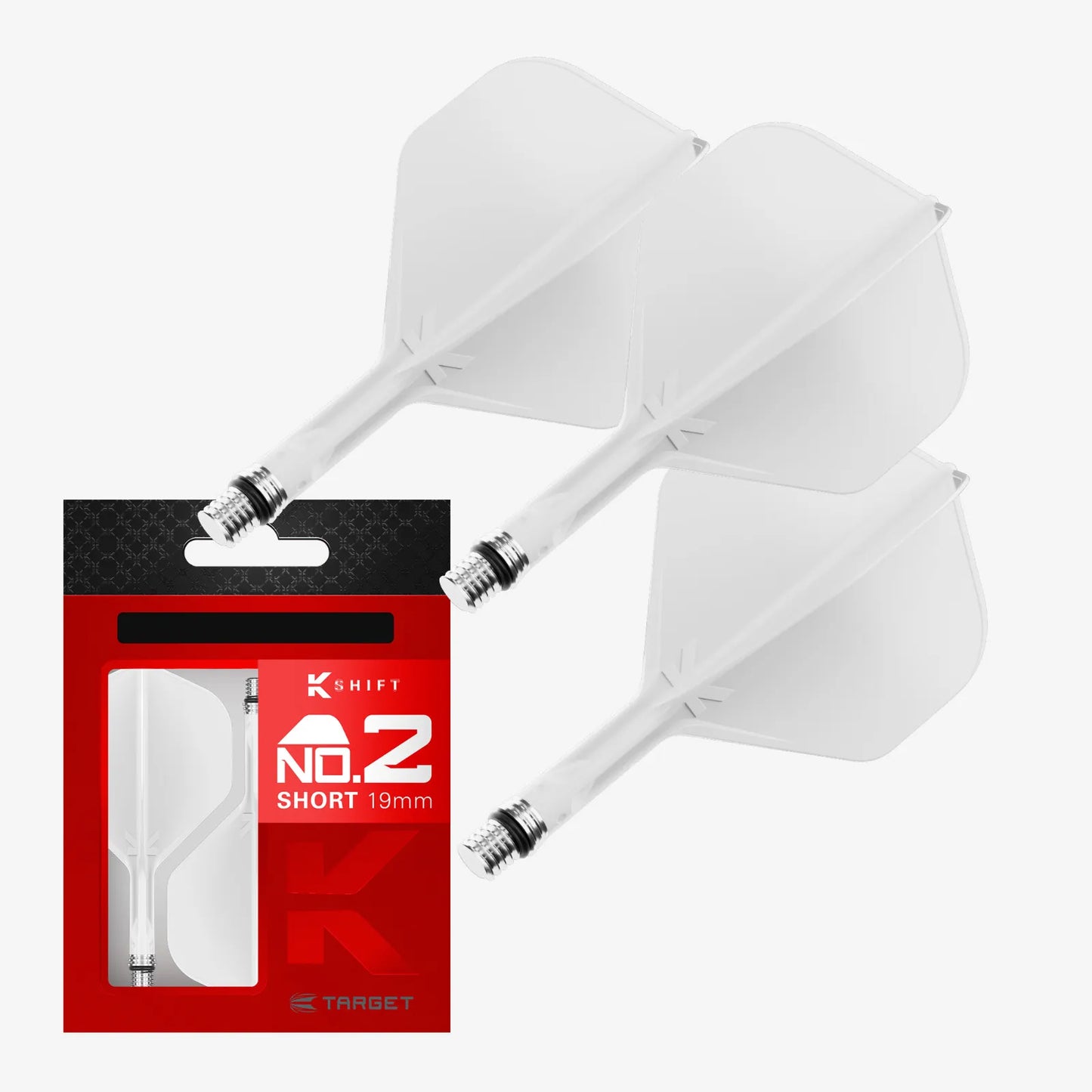 Target Flight/Shaft-System K-Shift White Standard/No2 in Short - 19mm, Intermediate - 26mm, Medium - 33mm (Set = 3 Stück)