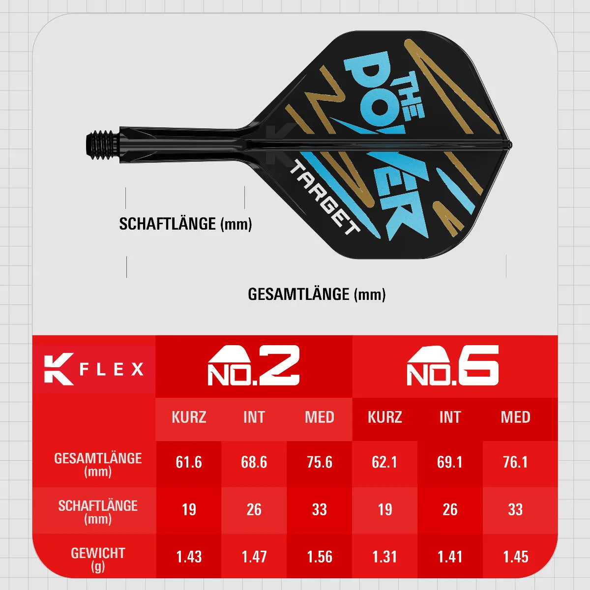 Target K-Flex Flight/Shaft-System Phil Taylor No2 Short, Intermediate, Medium