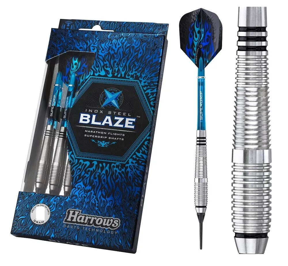 Harrows Blaze INOX Steel Dartpfeile – 21-24 G, Supergrip Shafts, 100-Mikron Flights, Mit Reiseetui, Für Profis & Einsteiger Harrows Blaze INOX Steel Dartpfeile – 21-24 G, Supergrip Shafts, 100-Mikron Flights, Mit Reiseetui, Für Profis & Einsteiger