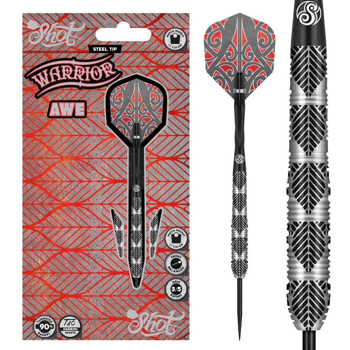 Shot Steel-Dart Warrior Awe 90% Tungsten in 22g, 23g, 24g, 26g