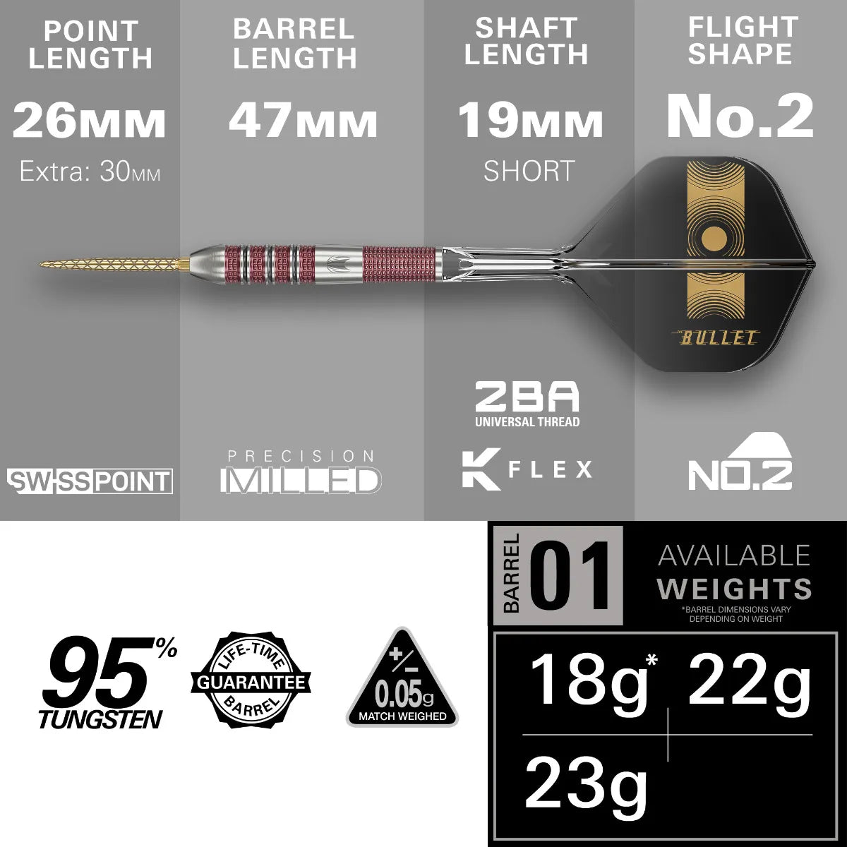 Target Stephen Bunting 95K Swiss Point Steeldarts 18g, 22g, 23g
