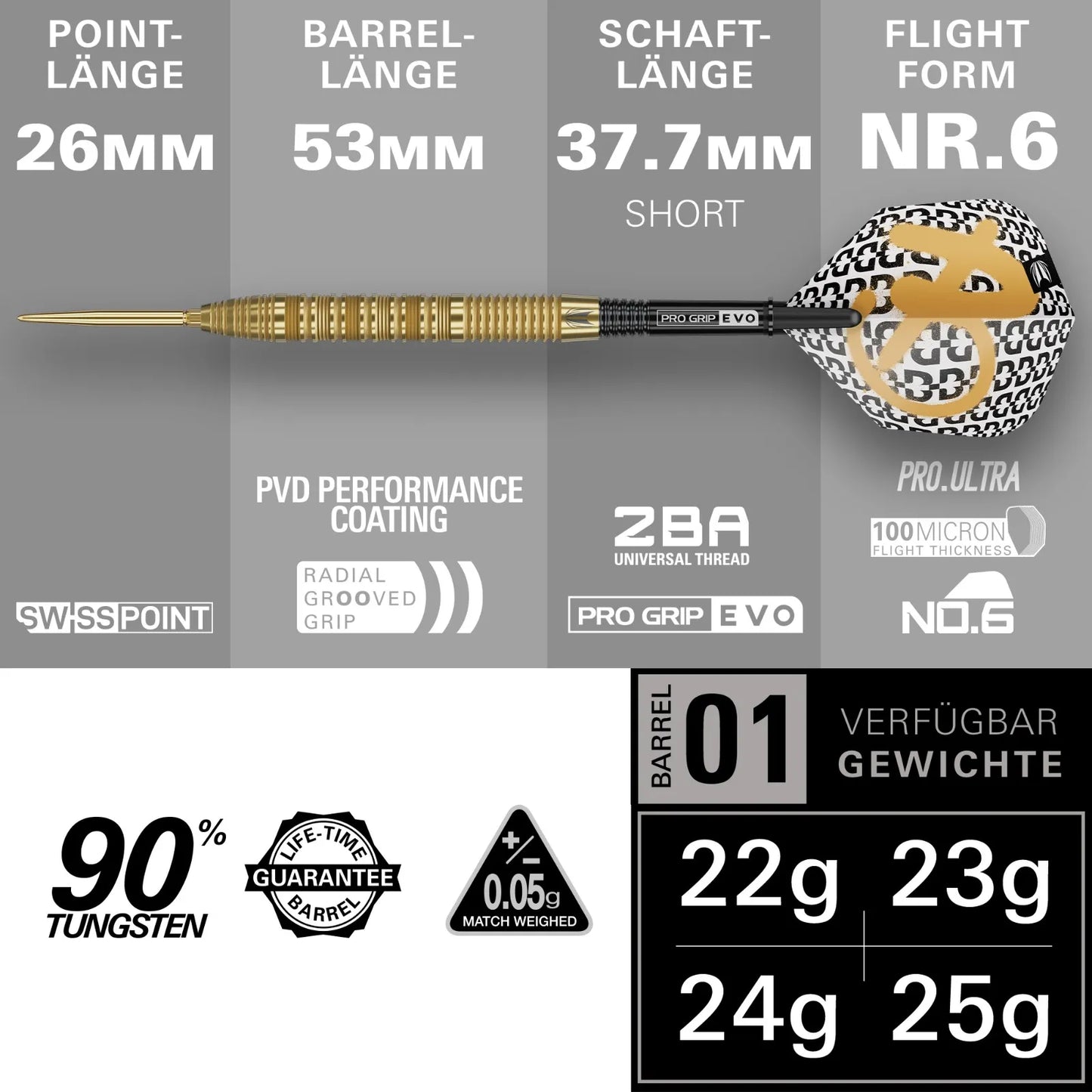Target Steel-Dart Bolide Envy Modell 01 Swiss Point 90% Tungsten in 22g, 25g (2026)