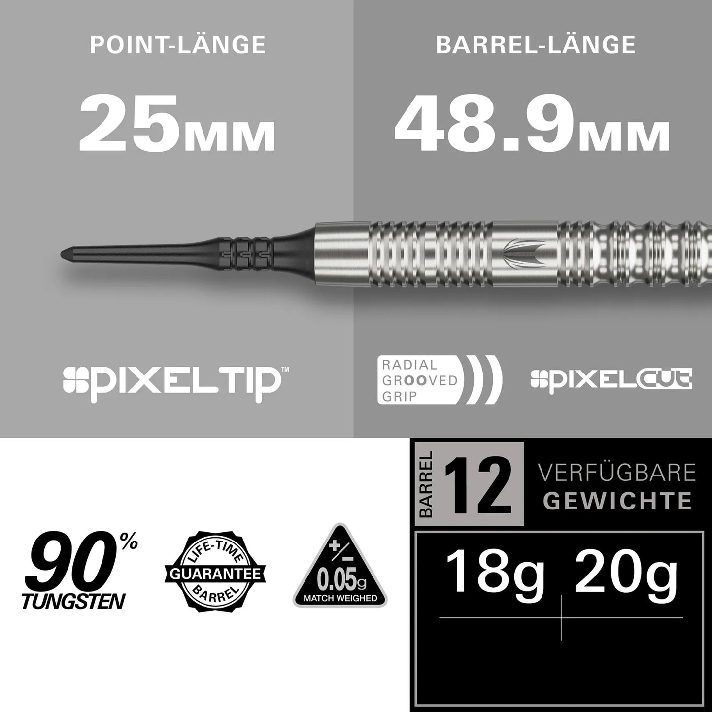 Target Soft-Dart Hydro 90% Tungsten Modell 12 in 18g (2025)