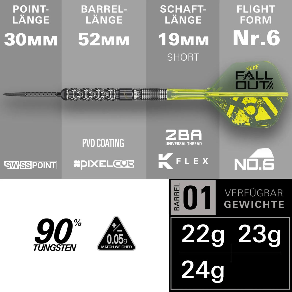 Target Steel-Dart Luke Littler Nuke Fallout 90% Tungsten SP in 22g, 23g, 24g (2026)