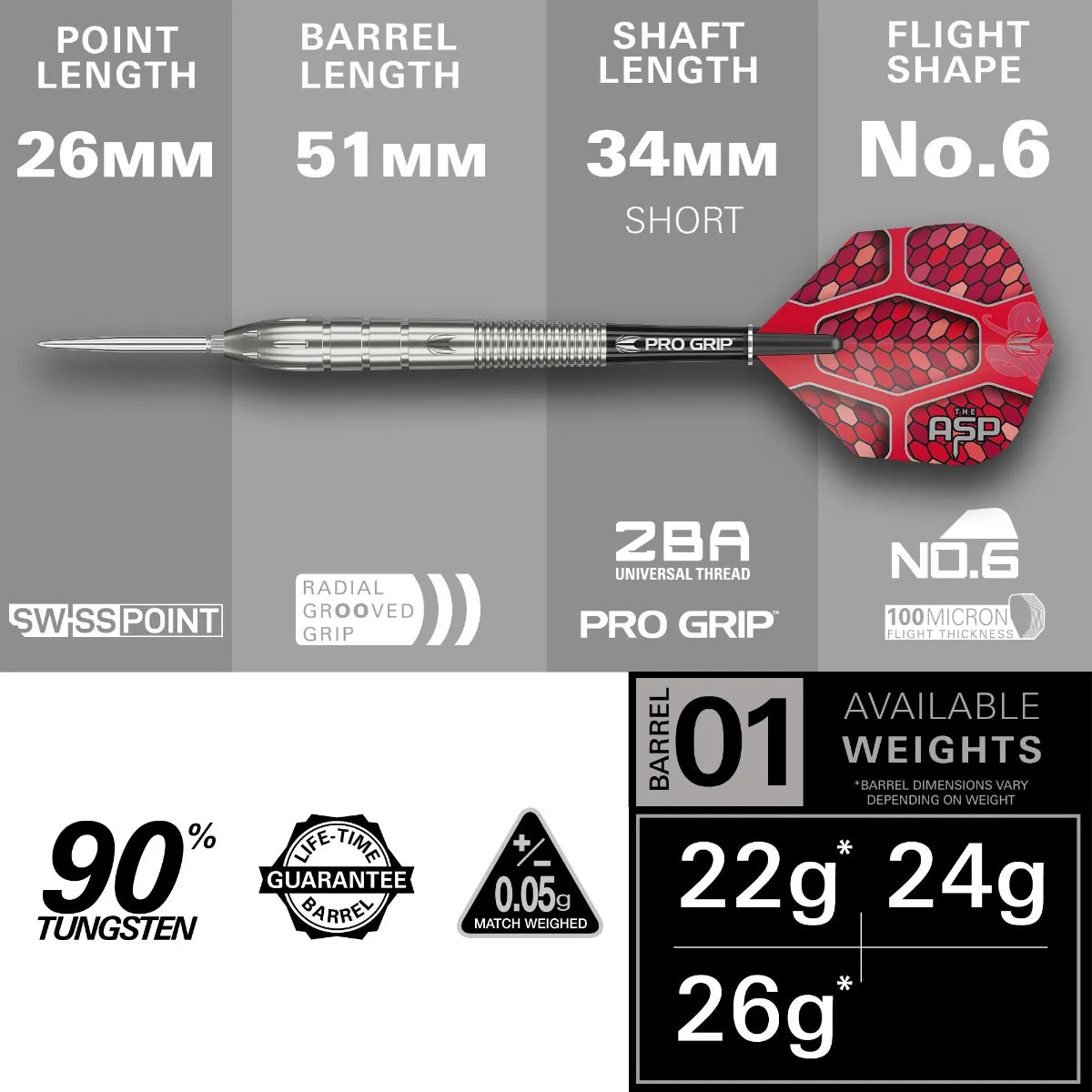 Target Steel-Dart Nathan Aspinall G1 90% Tungsten in 22g, 24g, 26g