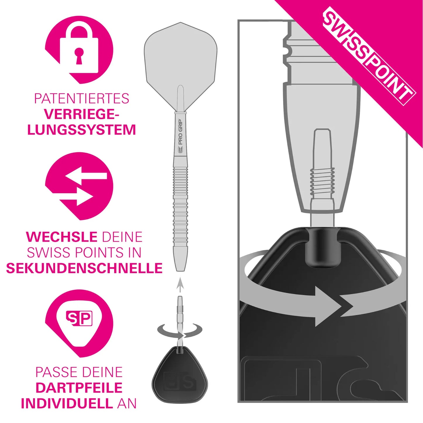 Target Spitzen/Points Swiss SLK Schwarz, Gold, Silber in 30mm, 35mm, 42mm