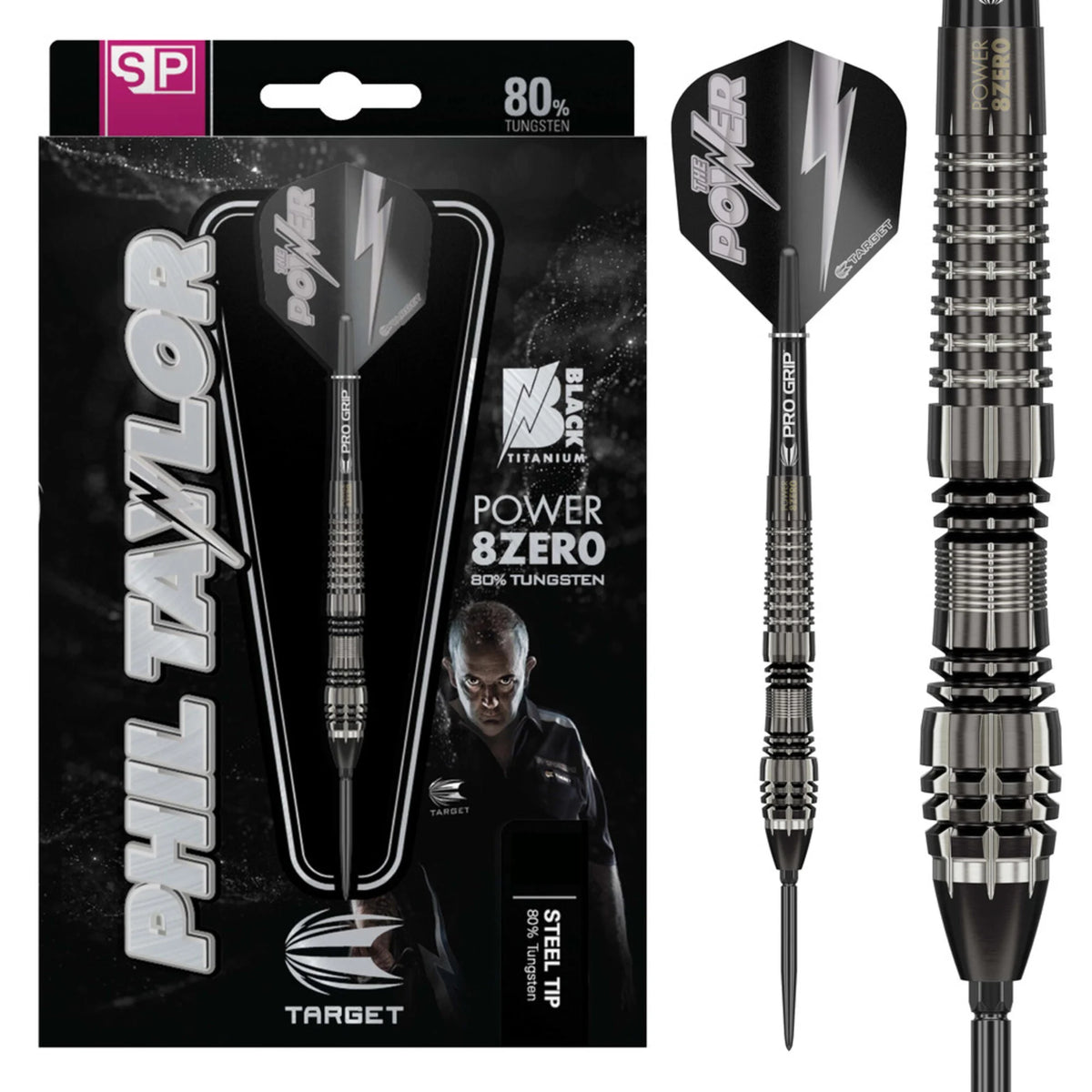 Target Phil Taylor Power 8-Zero Black P8Z4 Steeldarts 21g, 23g Target Phil Taylor Power 8-Zero Black P8Z4 Steeldarts 21g, 23g