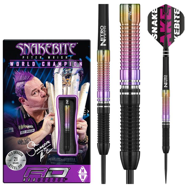 Reddragon Steel-Dart Peter Wright World Champion 90% Tungsten in 21g, 23g, 25g