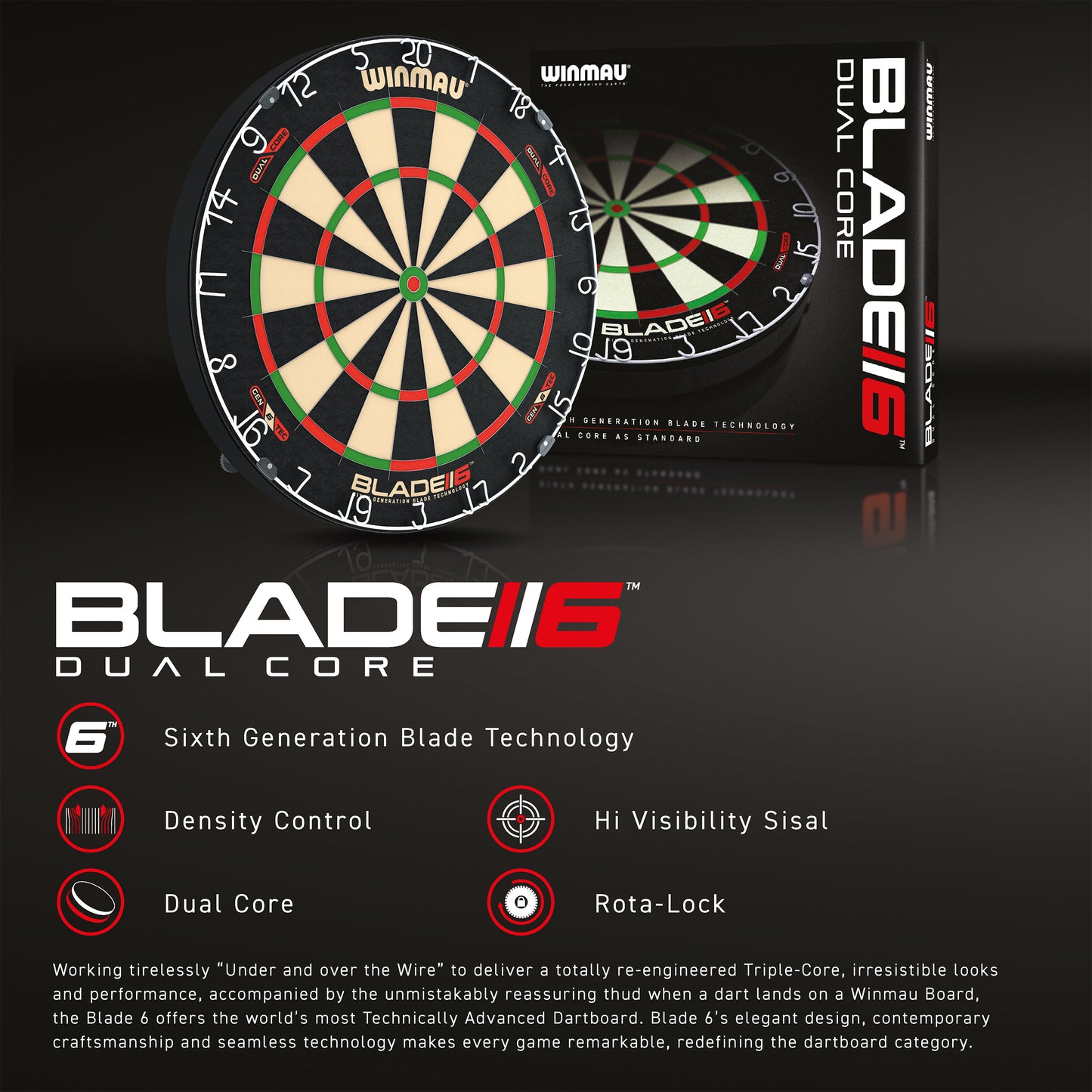 Winmau Blade 6 Dual Core Dartboard NEW